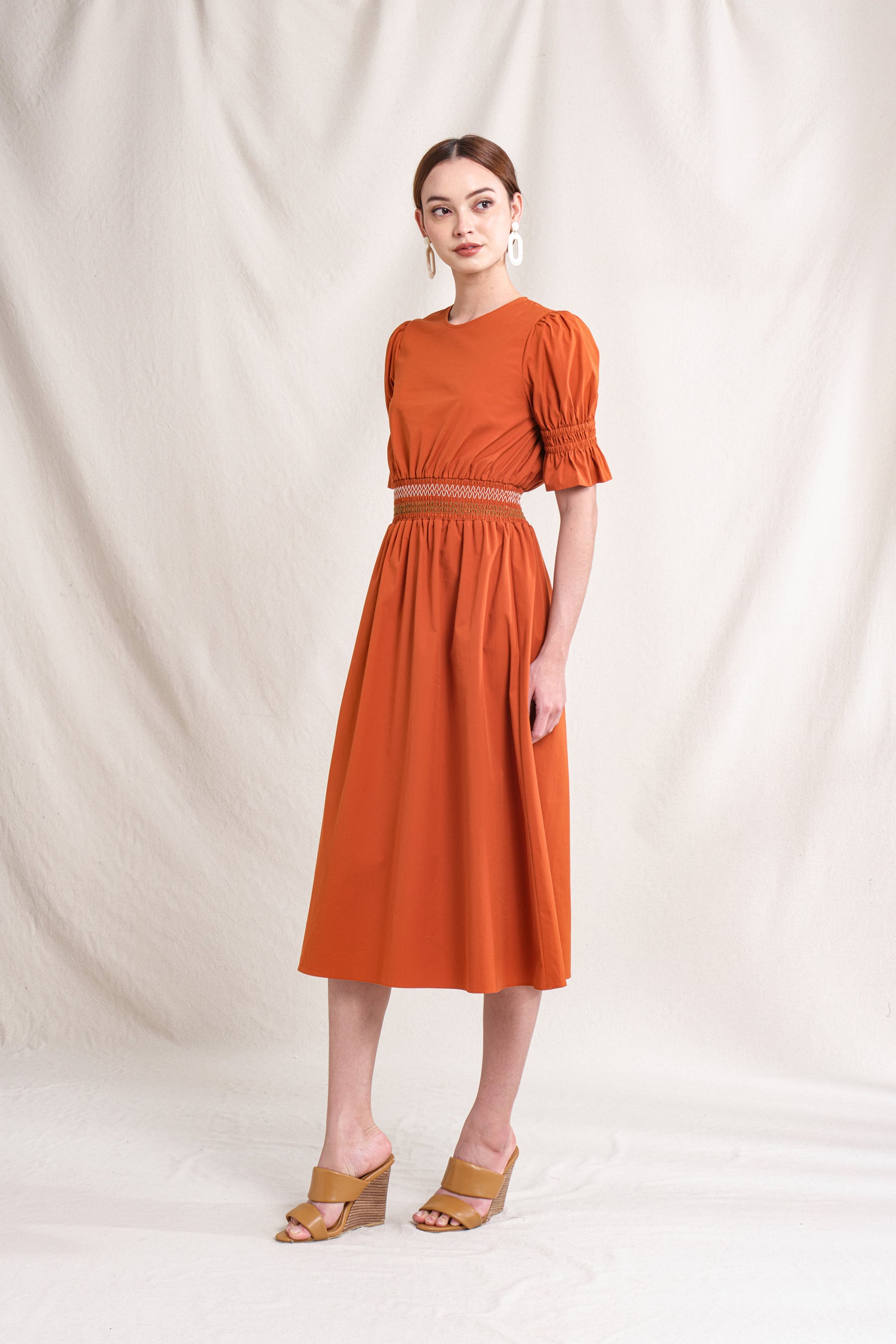 GITA Dress in Orange Stitch