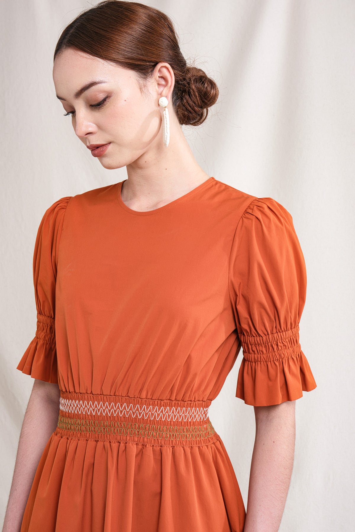 GITA Dress in Orange Stitch