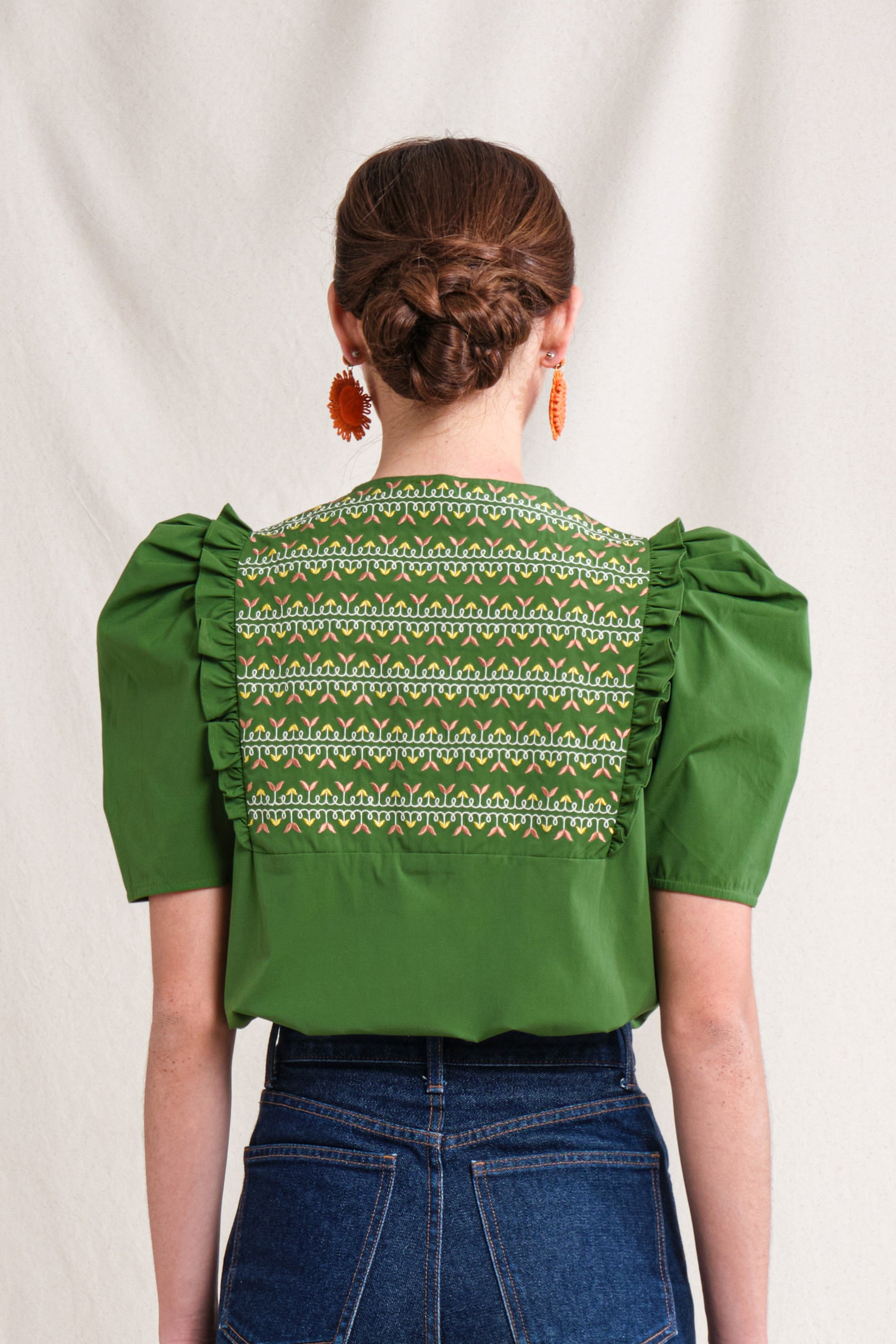 BUNDLING: Tami Top in Green Sulam and Erin Skirt in Green Sulam