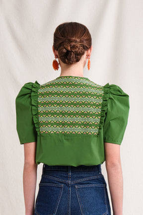 BUNDLING: Tami Top in Green Sulam and Erin Skirt in Green Sulam
