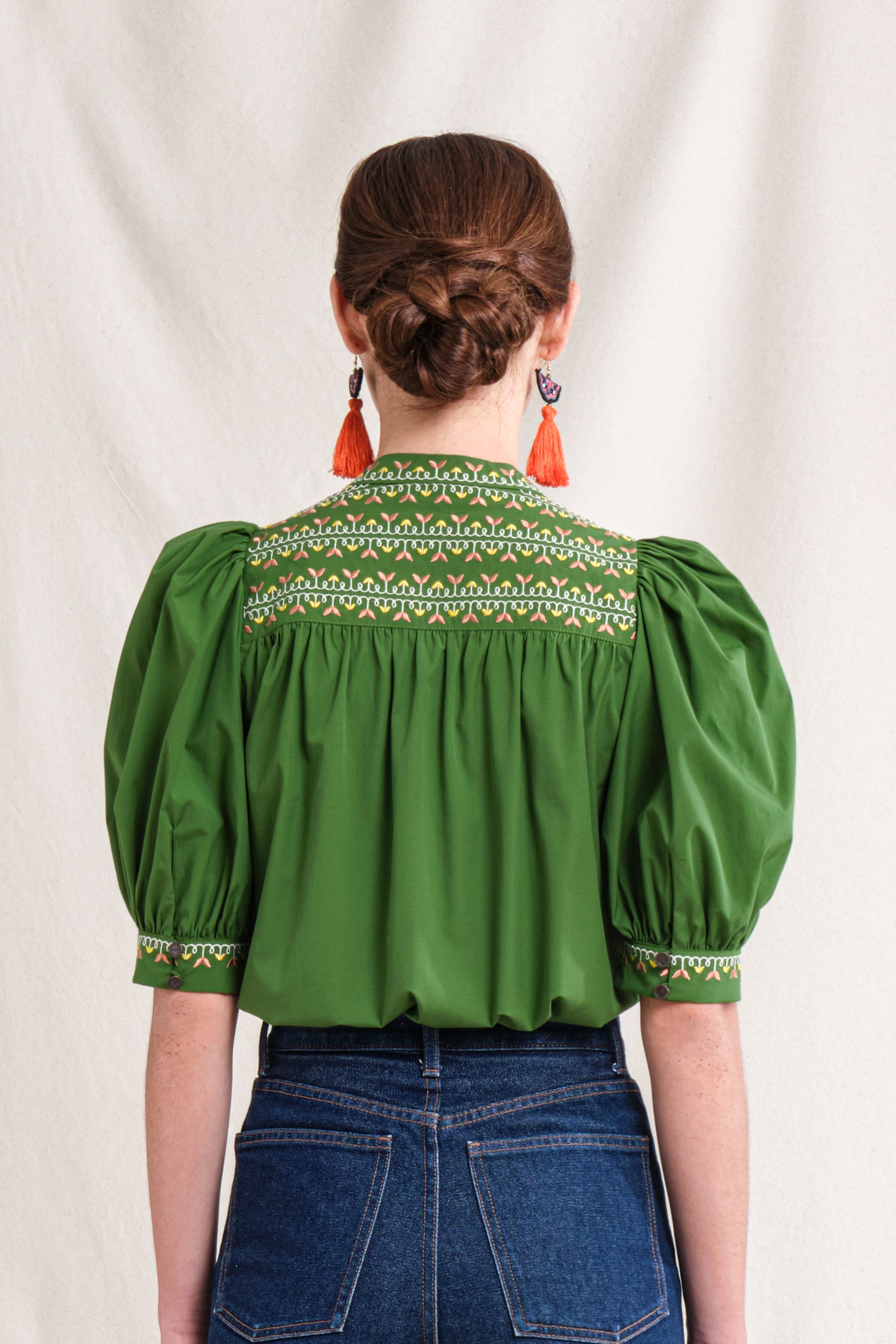 BUNDLING: Gwen Top in Green Sulam and Erin Skirt in Green Sulam