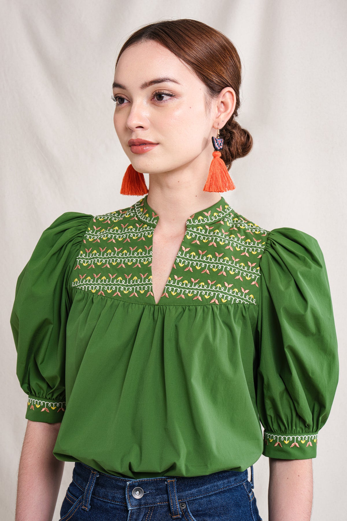 BUNDLING: Gwen Top in Green Sulam and Erin Skirt in Green Sulam