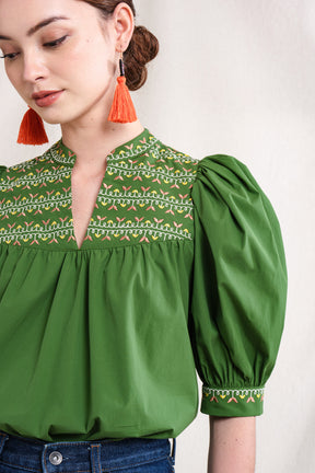 BUNDLING: Gwen Top in Green Sulam and Erin Skirt in Green Sulam