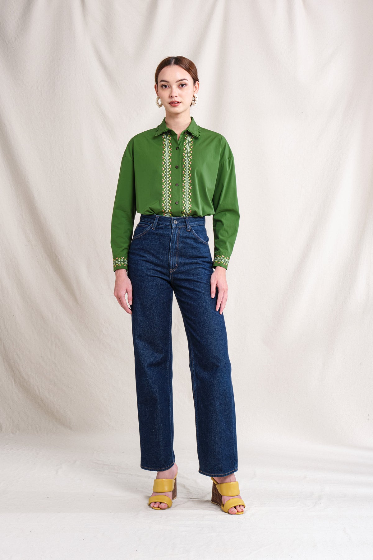 KARINA Top in Green Sulam