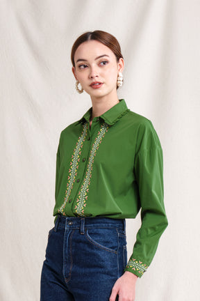 KARINA Top in Green Sulam