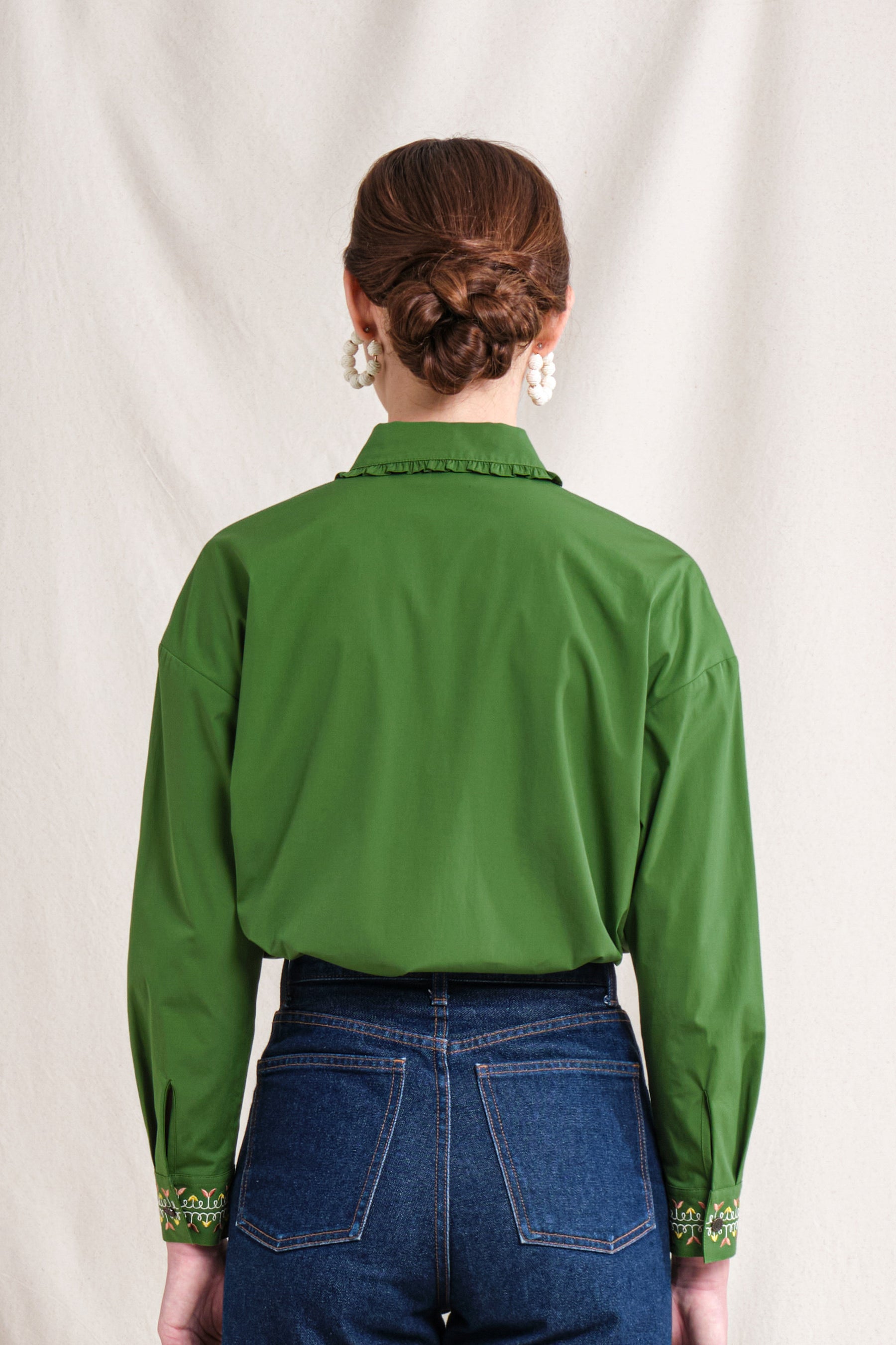 KARINA Top in Green Sulam