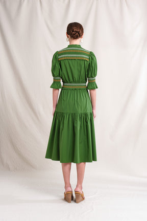 SHEERA Dress in Green Stitch