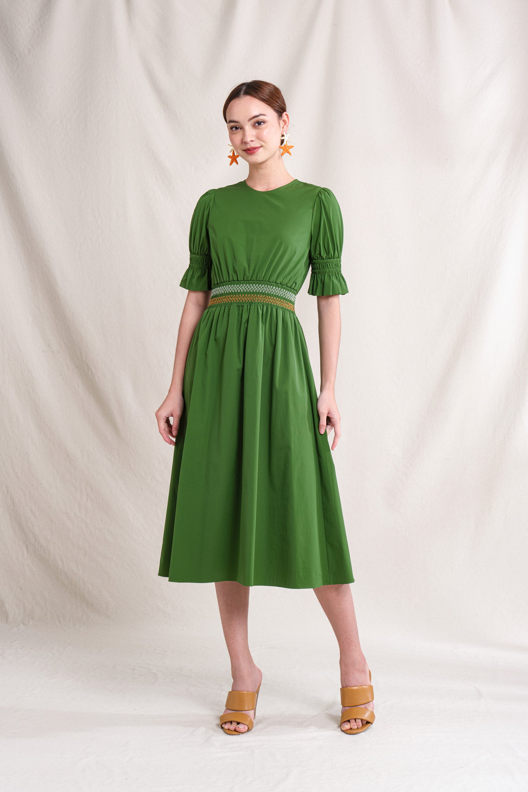 GITA Dress in Green Stitch
