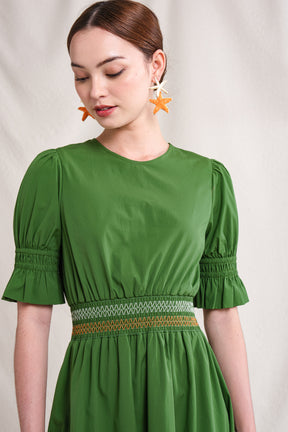 GITA Dress in Green Stitch