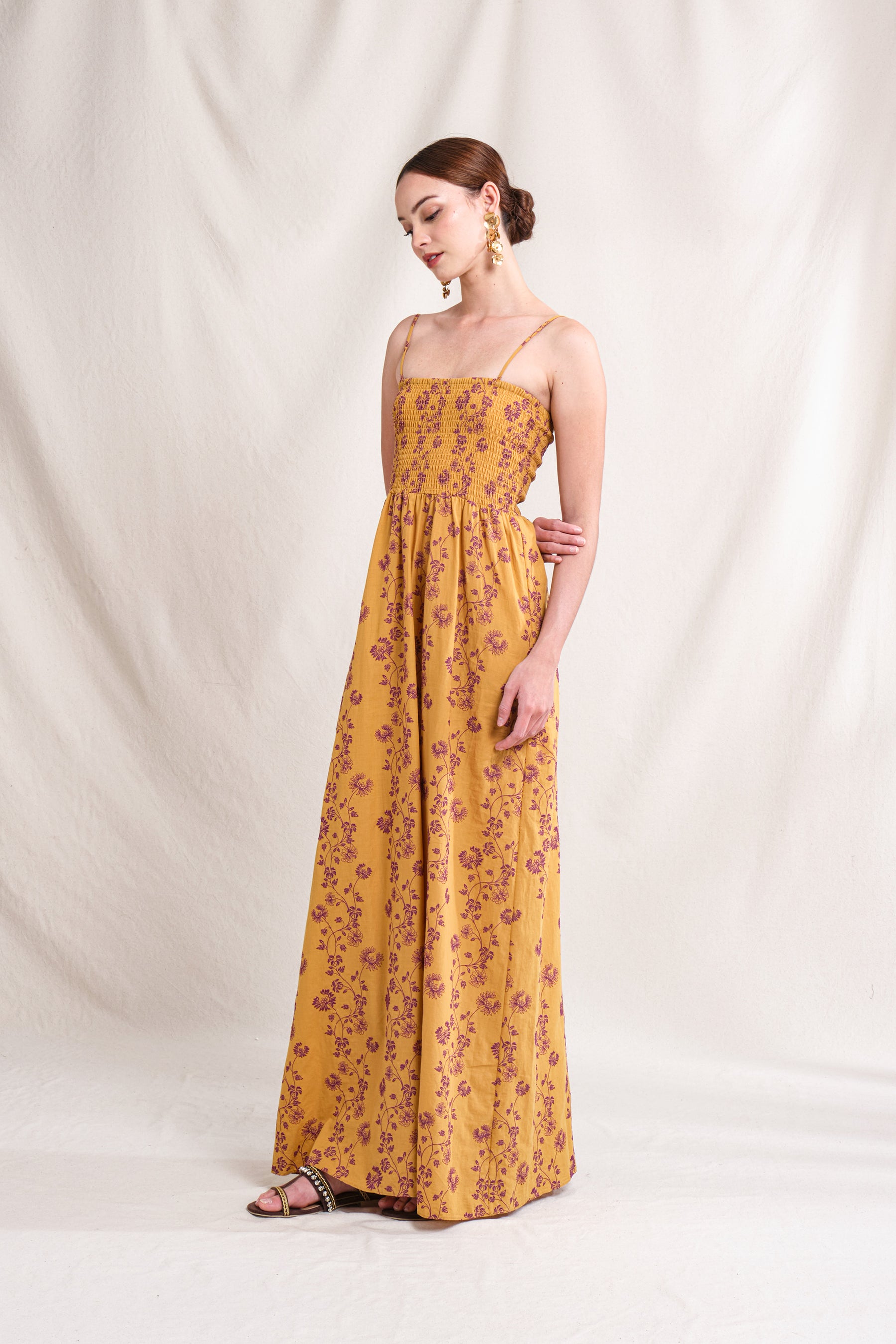 ANYA Dress in Gold Lamia