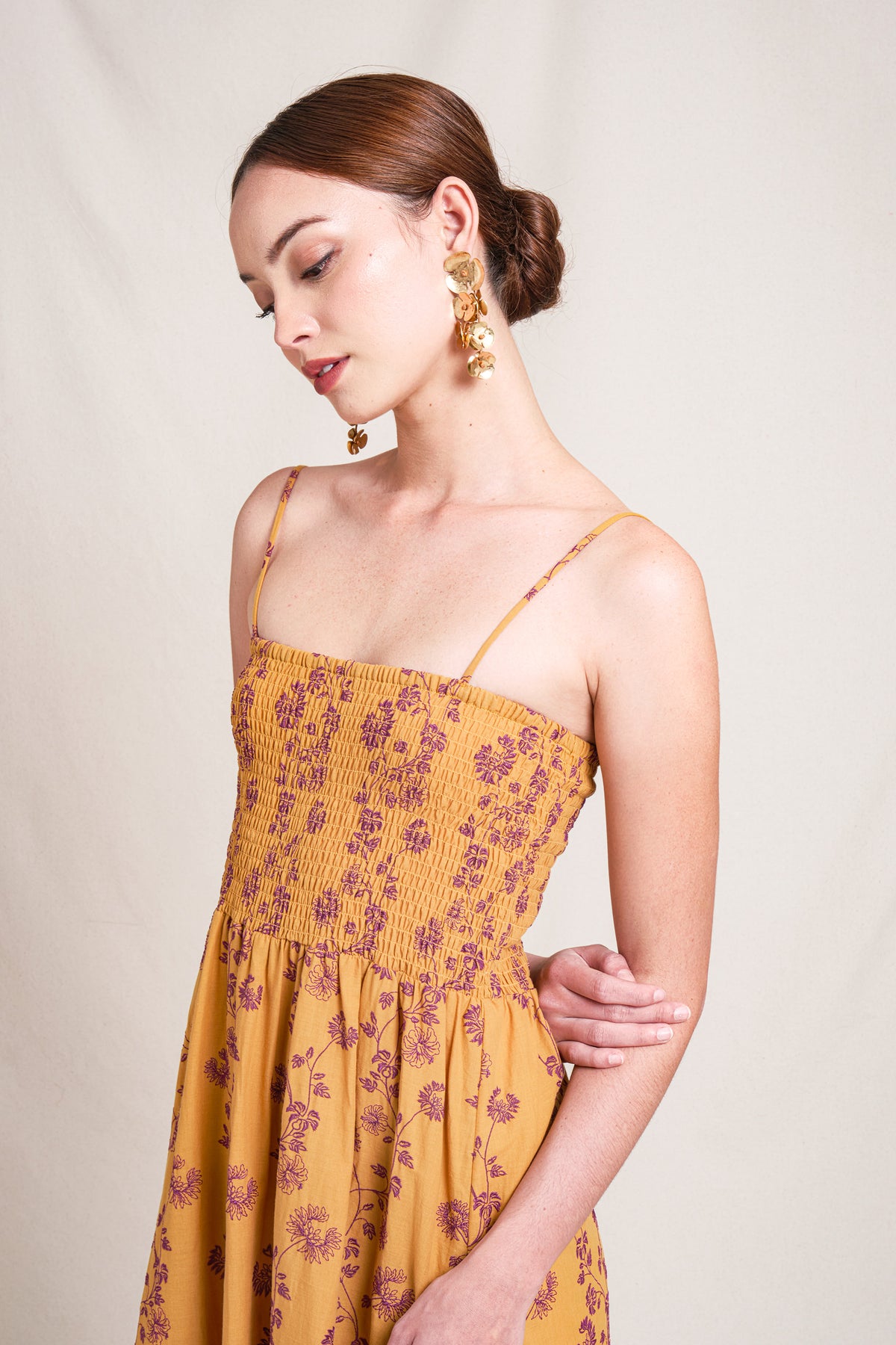 ANYA Dress in Gold Lamia