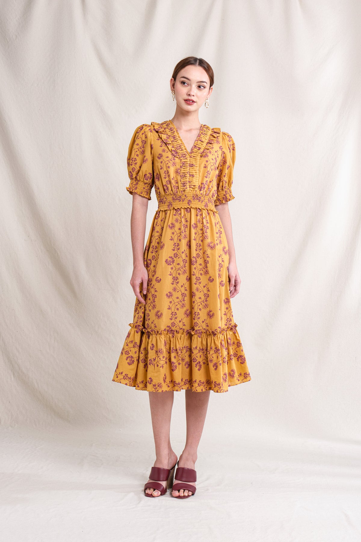 ZIVA Dress in Gold Lamia
