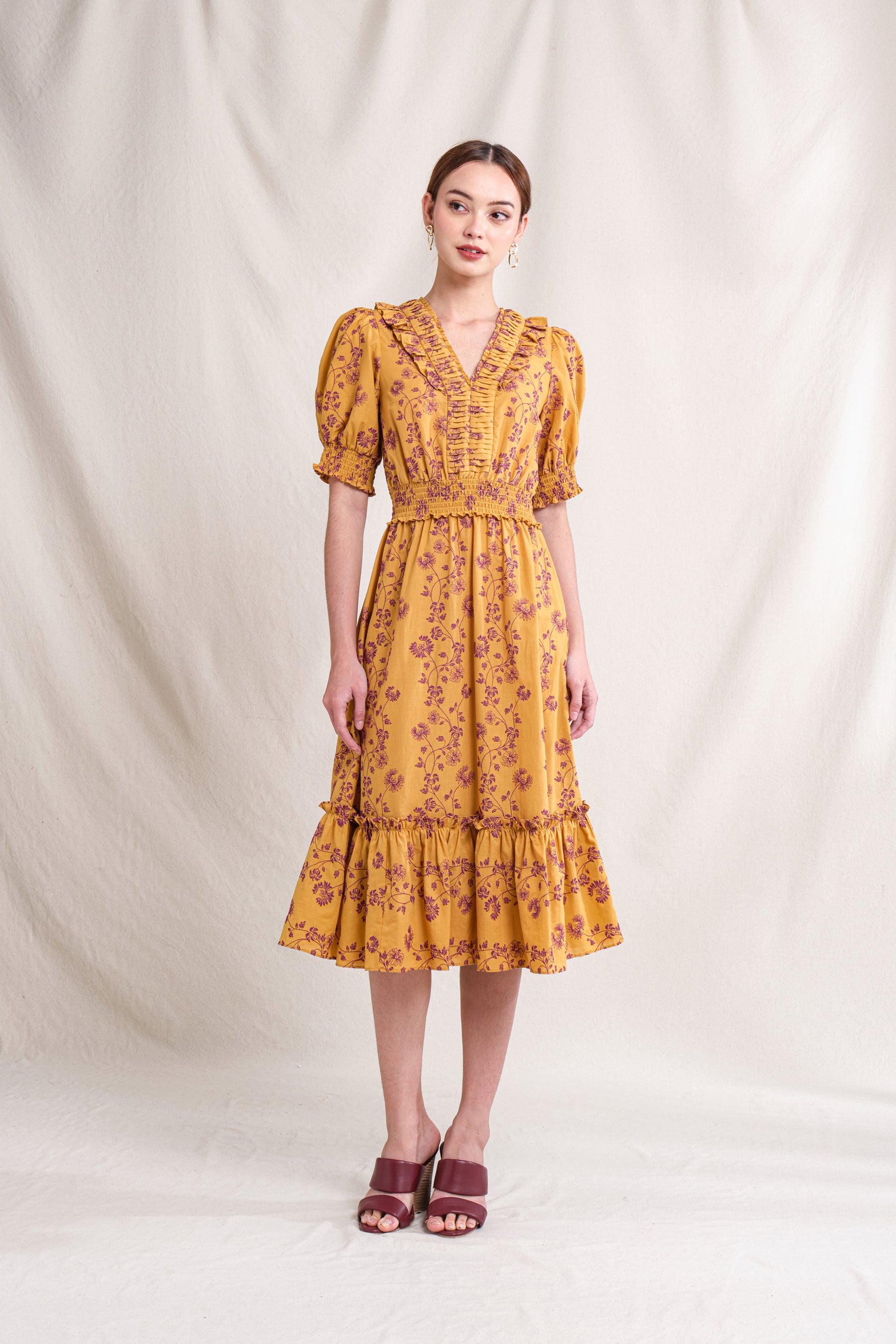 ZIVA Dress in Gold Lamia