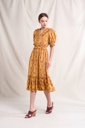 ZIVA Dress in Gold Lamia
