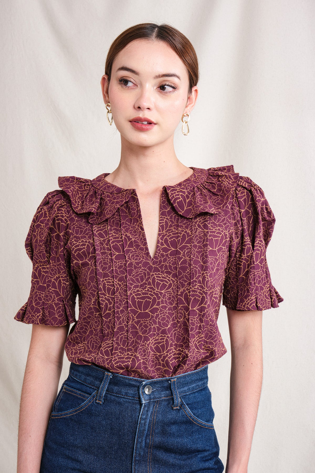 BUNDLING: Harper Top in Purple Krisan and Riona Skirt in Gold Lamia