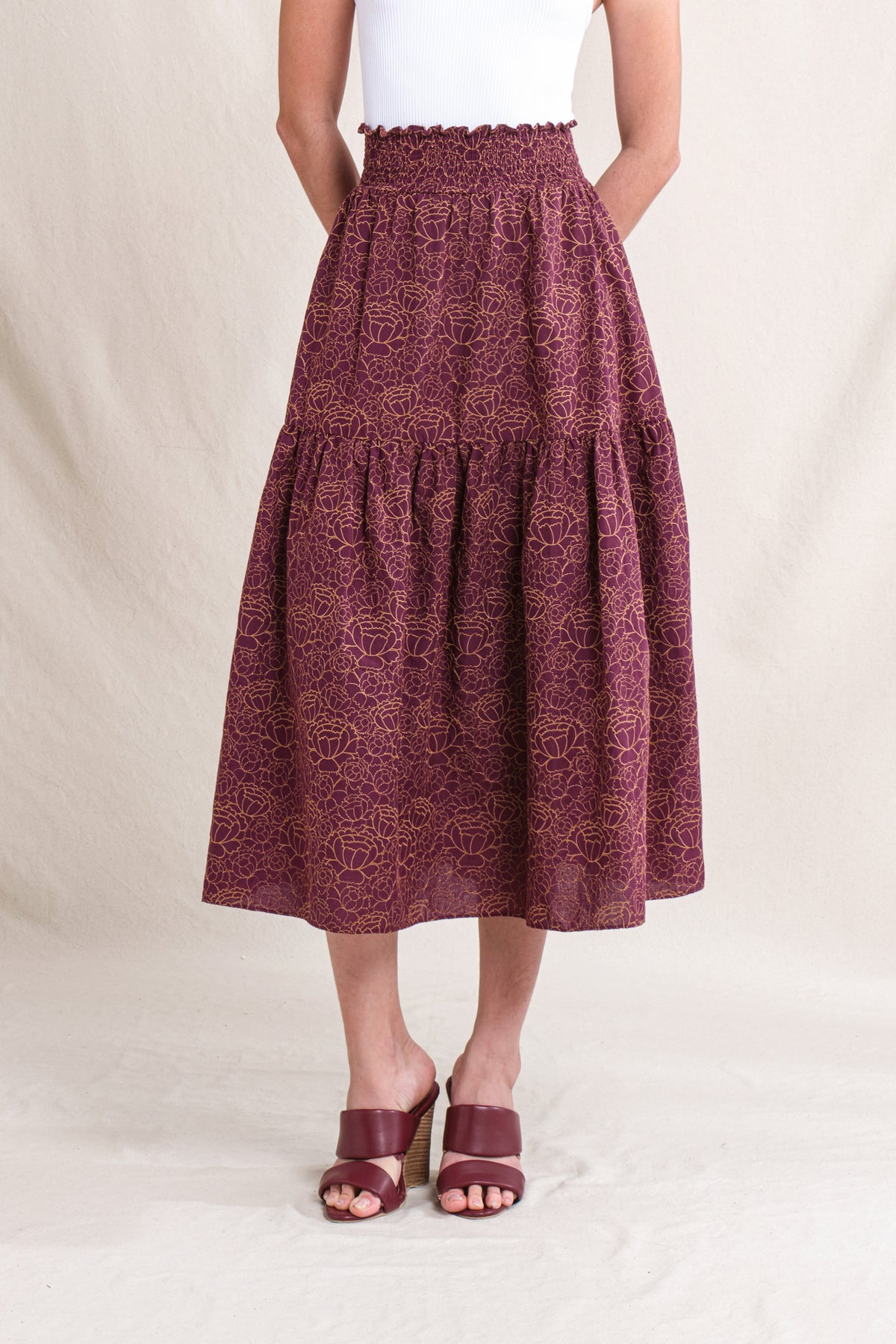 BUNDLING: Saia Top in Gold Lamia and Riona Skirt in Purple Krisan