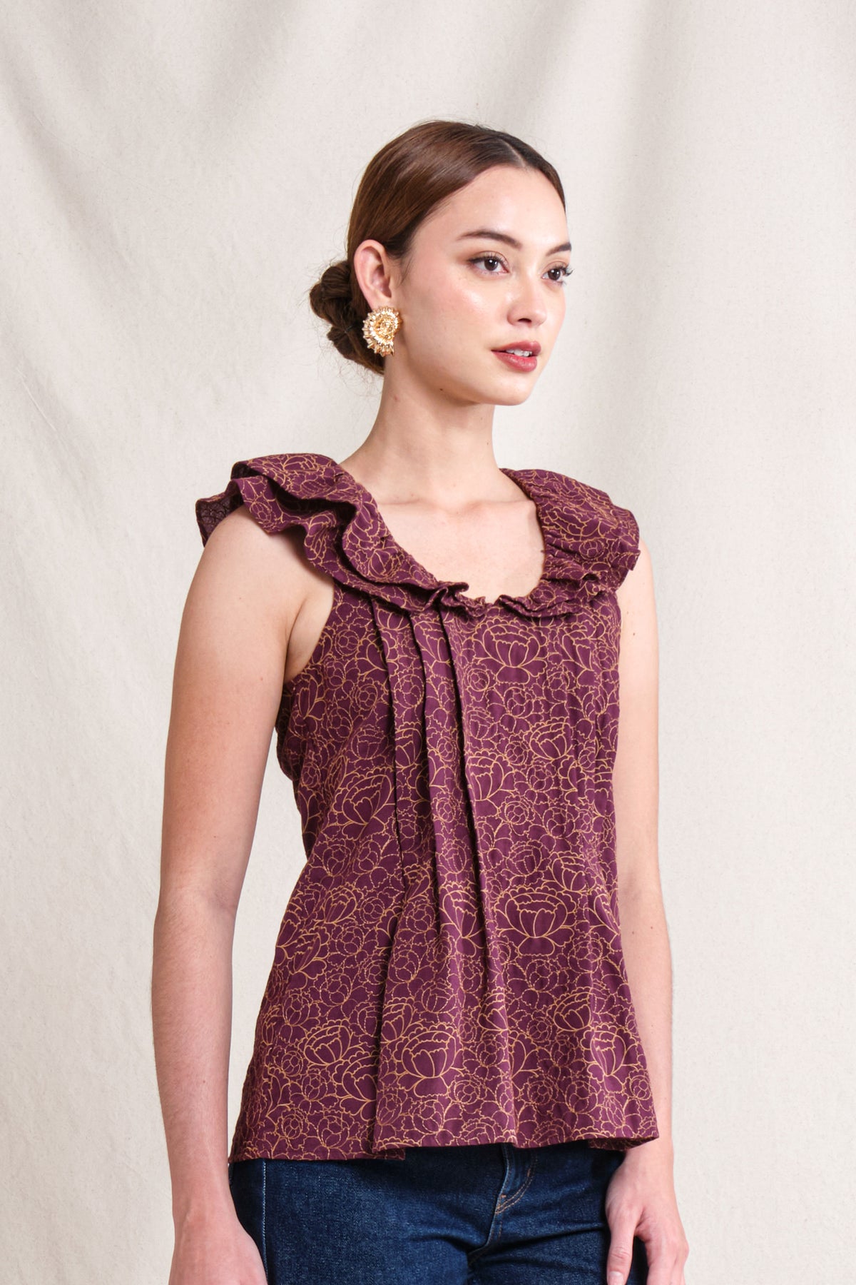 BUNDLING: Sevy Top in Purple Krisan and Riona Skirt in Gold Lamia