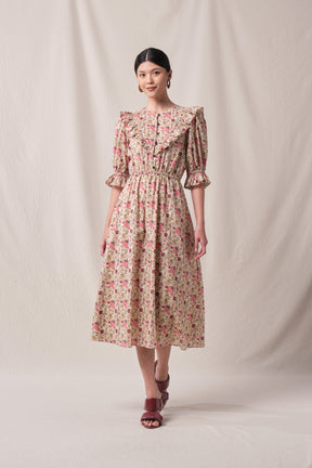 NADINE Dress in Beige Manggis