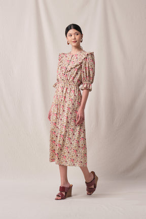 NADINE Dress in Beige Manggis