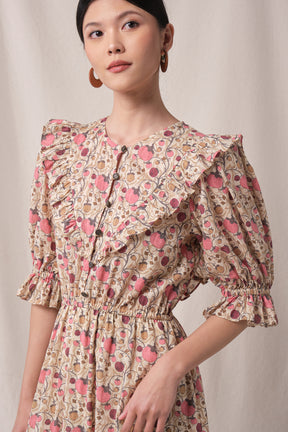 NADINE Dress in Beige Manggis