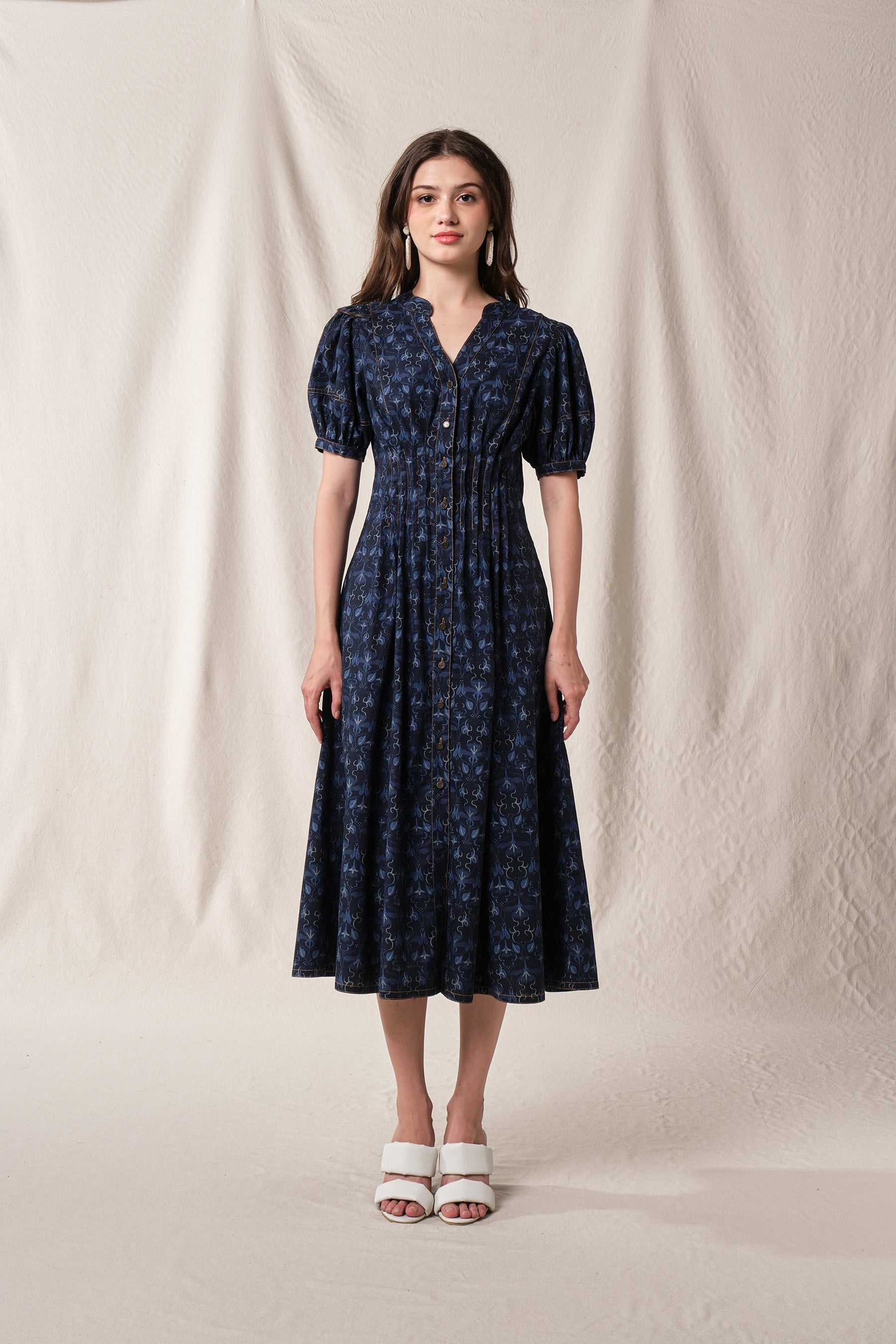 BROOKE Dress in Indigo Bugenvil