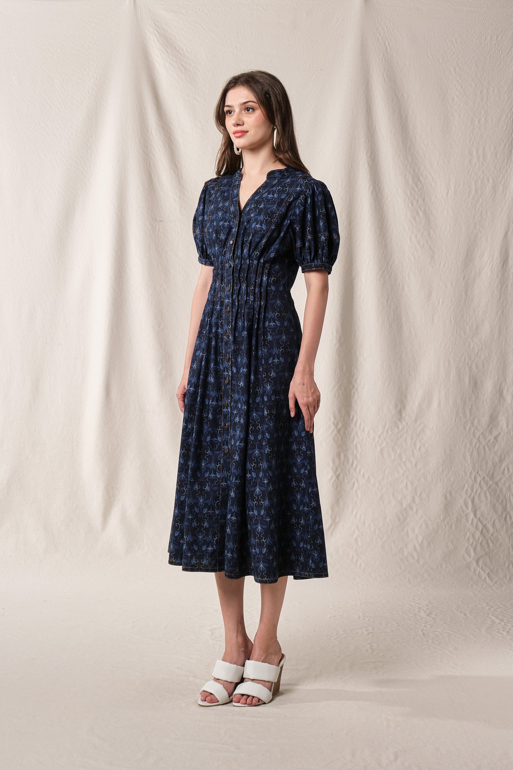 BROOKE Dress in Indigo Bugenvil