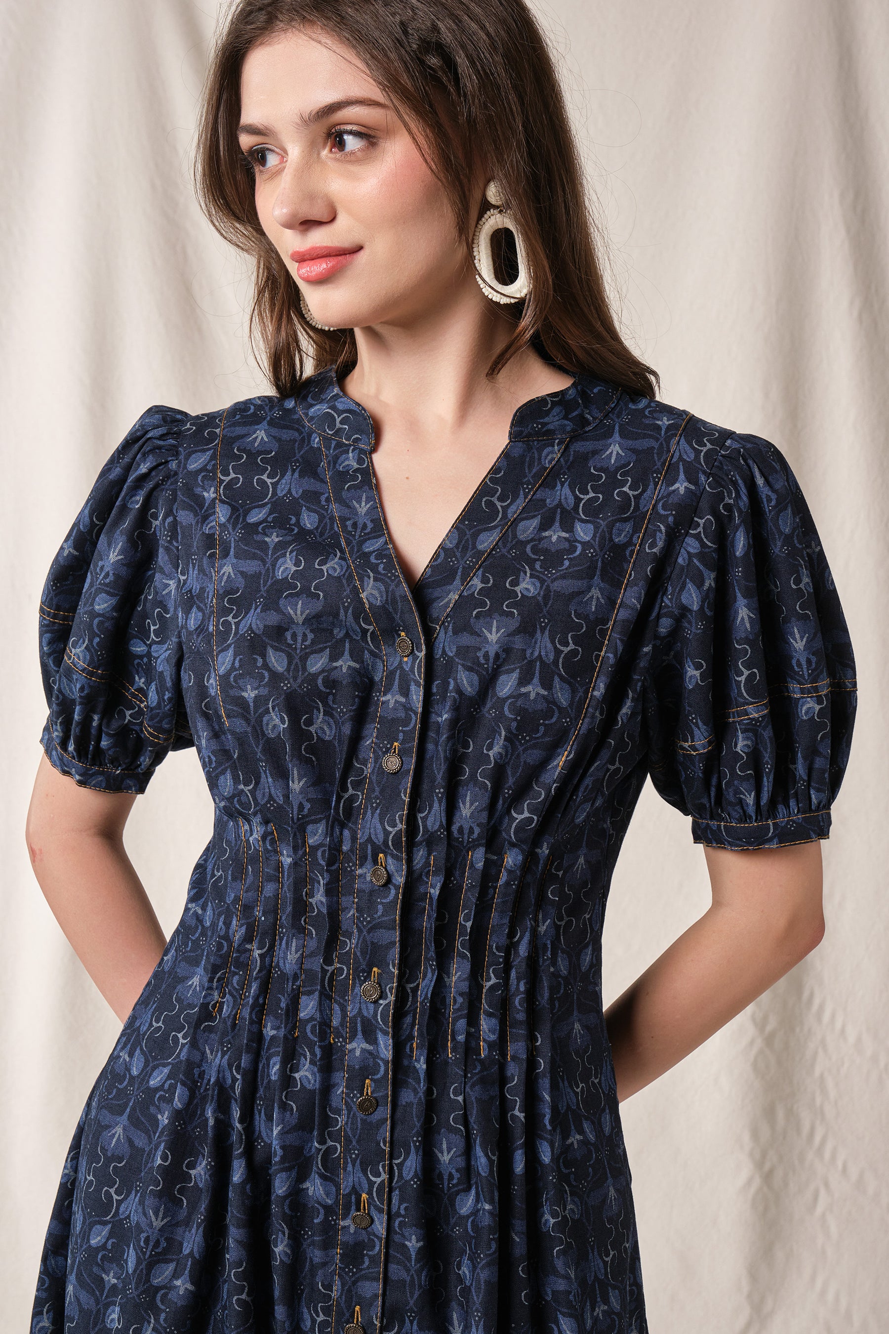 BROOKE Dress in Indigo Bugenvil