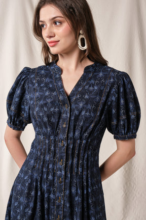 BROOKE Dress in Indigo Bugenvil
