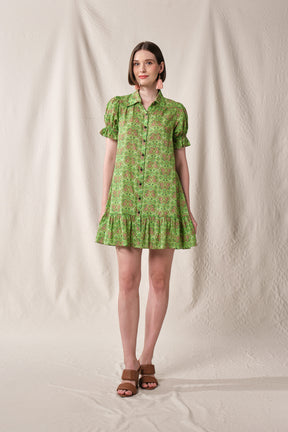 CARMEN Dress in Green Rosea