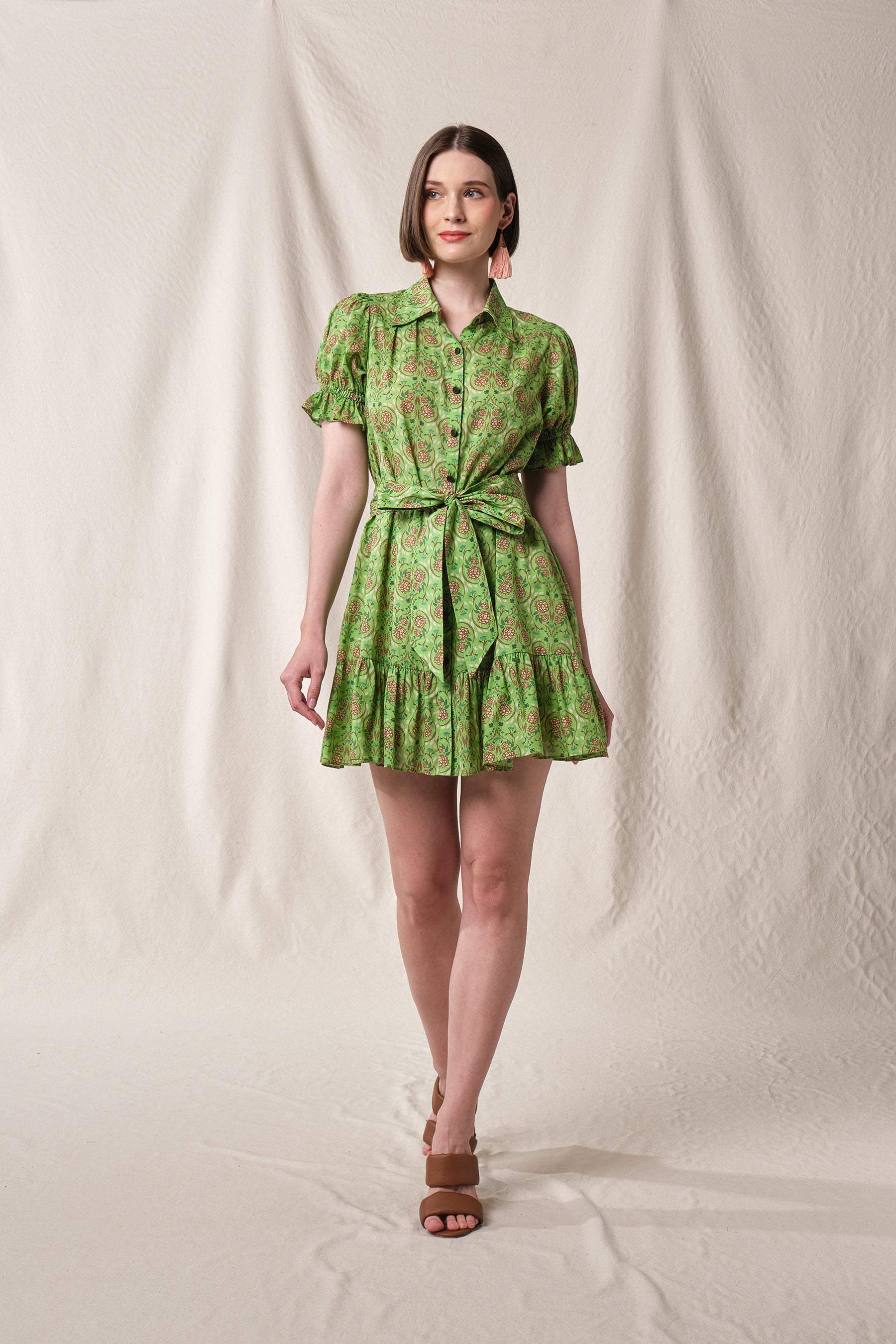 CARMEN Dress in Green Rosea