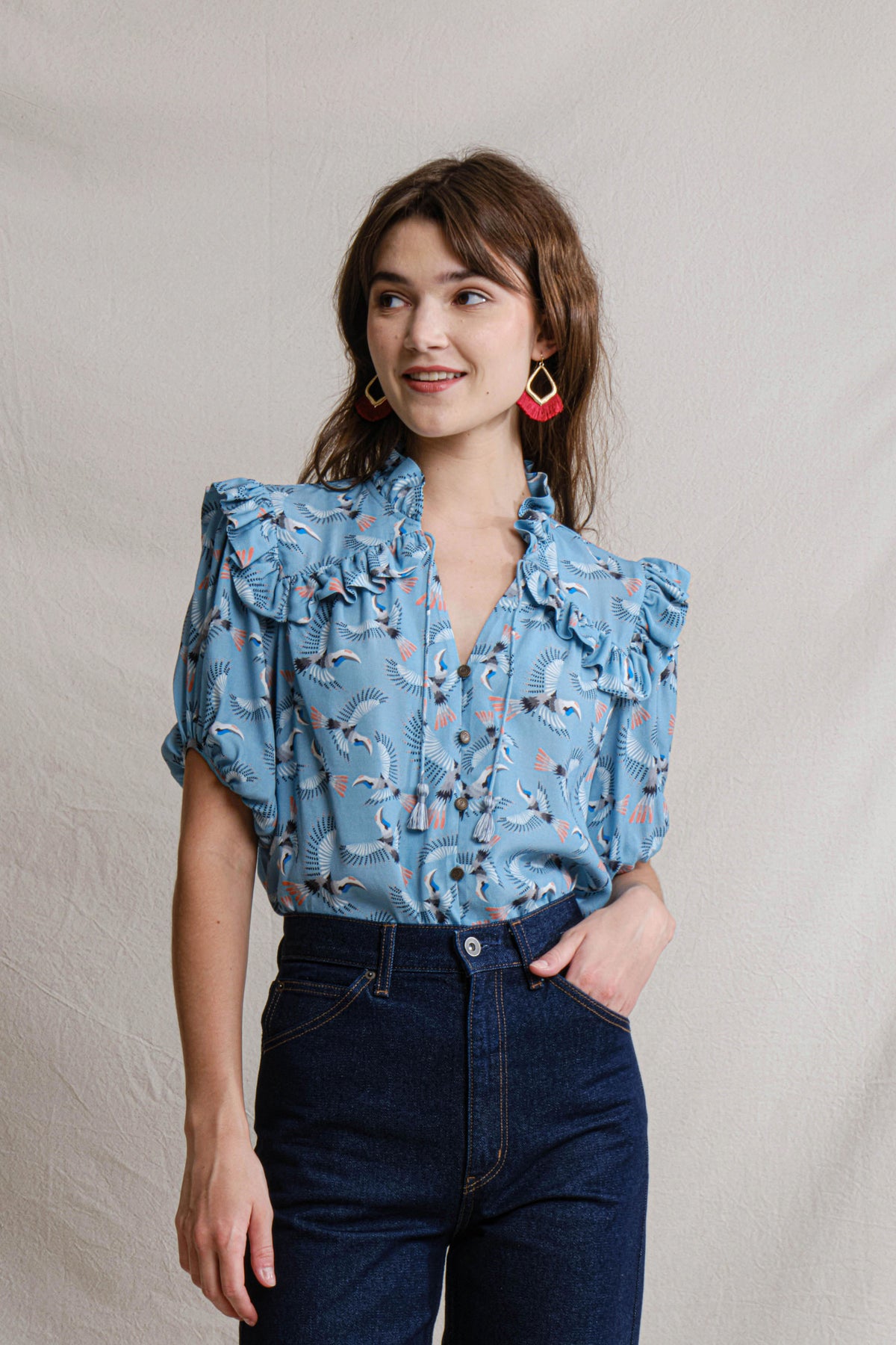 CAROL Top in Blue Julang