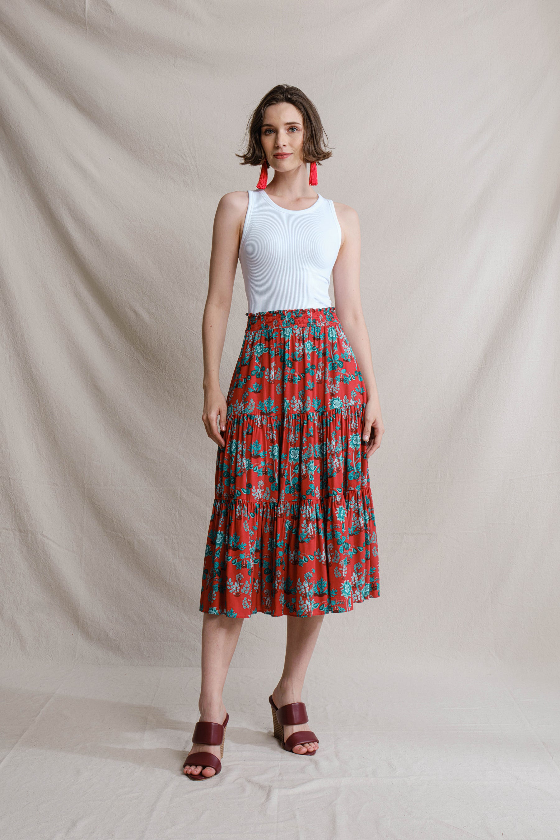 CHITA Skirt in Red Pepaya