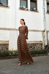 CLARISE Dress in Brown Rosea