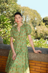 NESSA Dress in Green Rosea