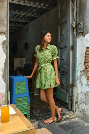 CARMEN Dress in Green Rosea