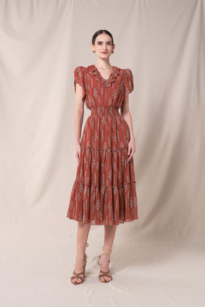 DARIA Dress in Terracotta Tulu