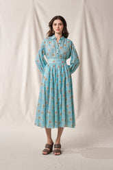 BUNDLING: Ela Top and Salima Skirt in Blue Mentari