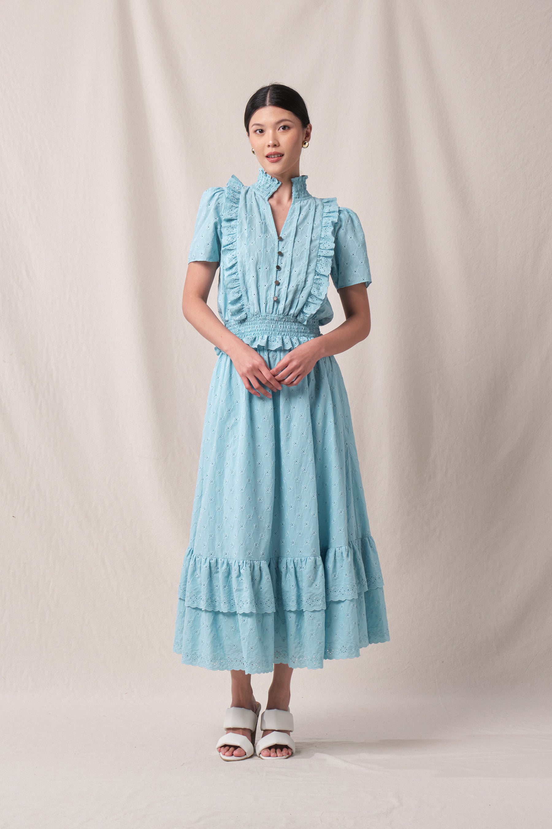 BUNDLING: Evelyn Top in Blue Kamen and Rena Skirt in Blue Kamen