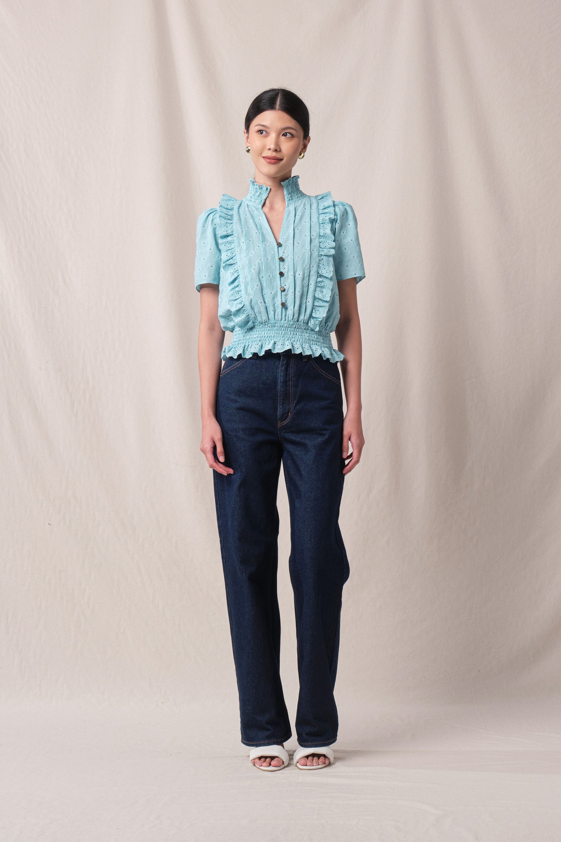 EVELYN Top in Blue Kamen