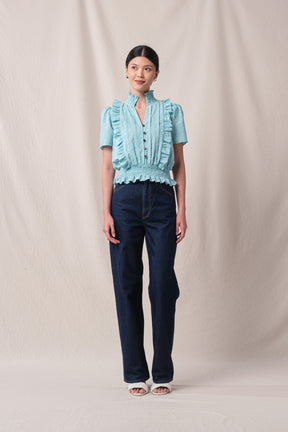 BUNDLING: Evelyn Top in Blue Kamen and Rena Skirt in Blue Kamen