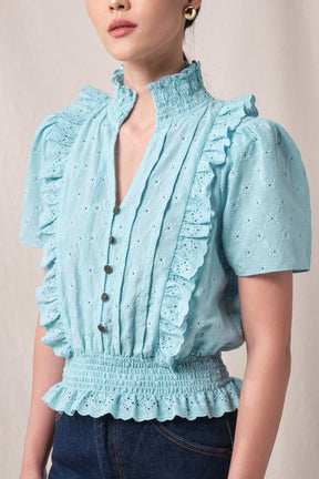 EVELYN Top in Blue Kamen
