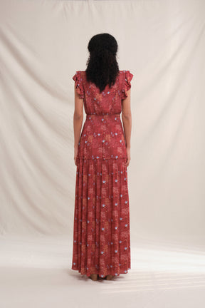 FLORA Dress in Red Tumpang