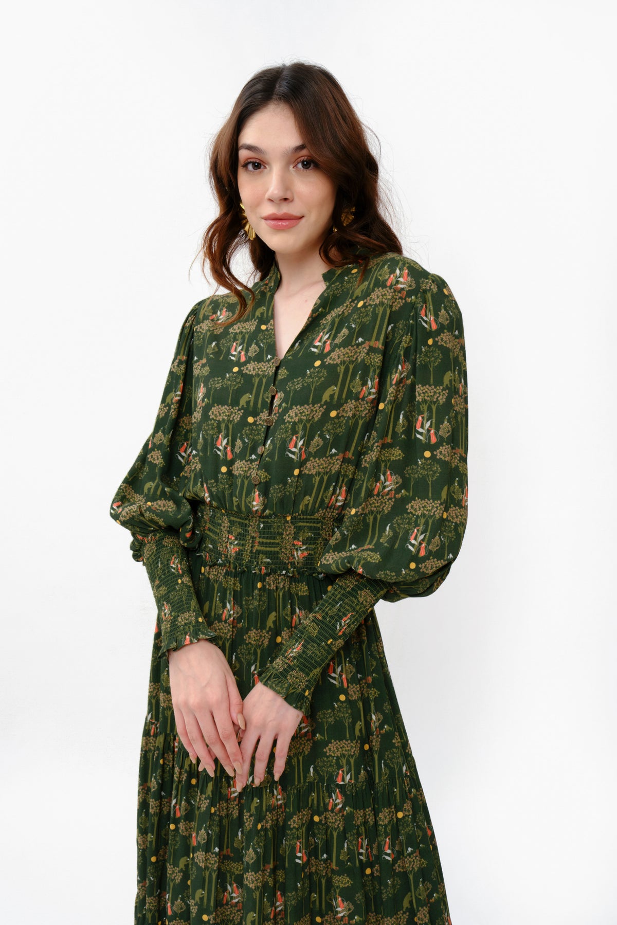 GINA Dress in Green Forest