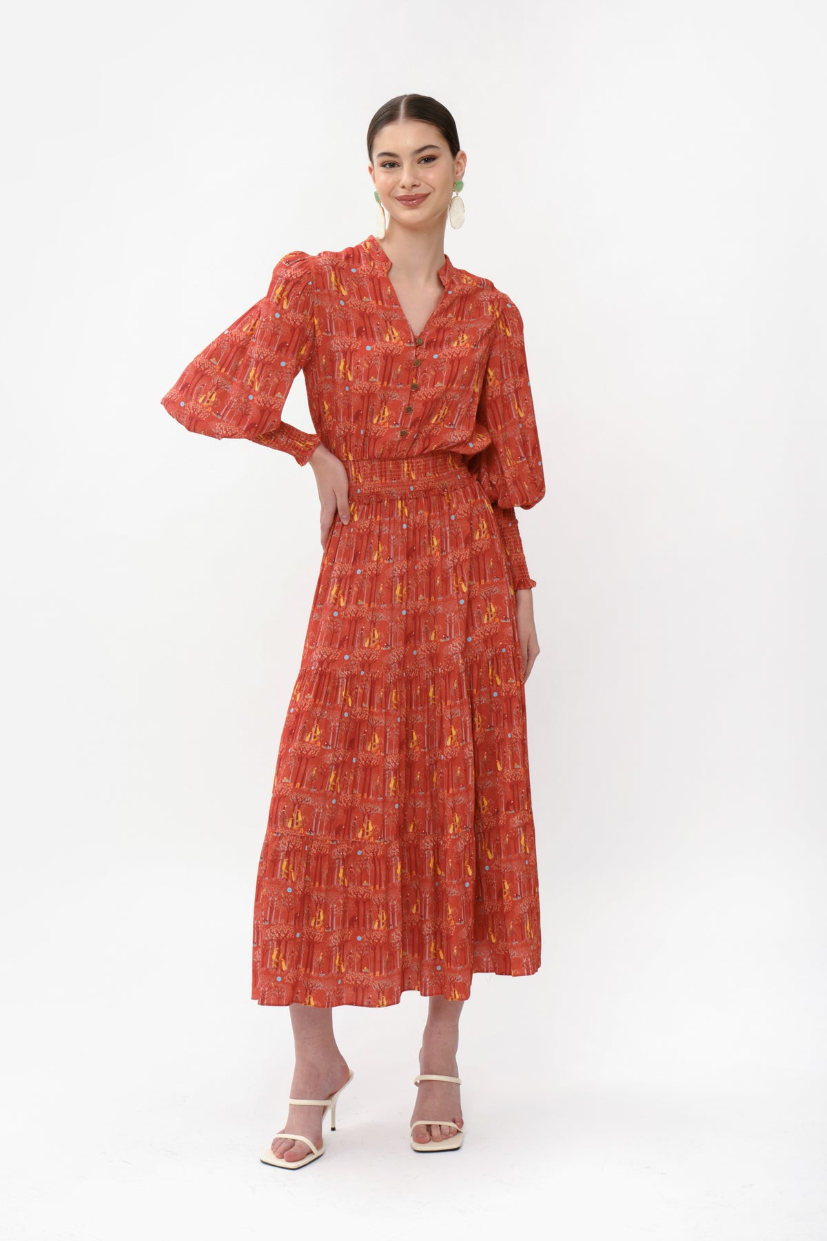 GINA Dress in Red Forest