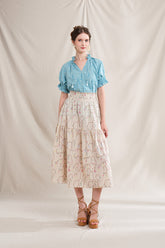 BUNDLING: Gisel Top in Blue Lada and Riona Skirt in Beige Lada