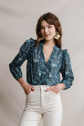 HANNI Top in Blue Mangrove