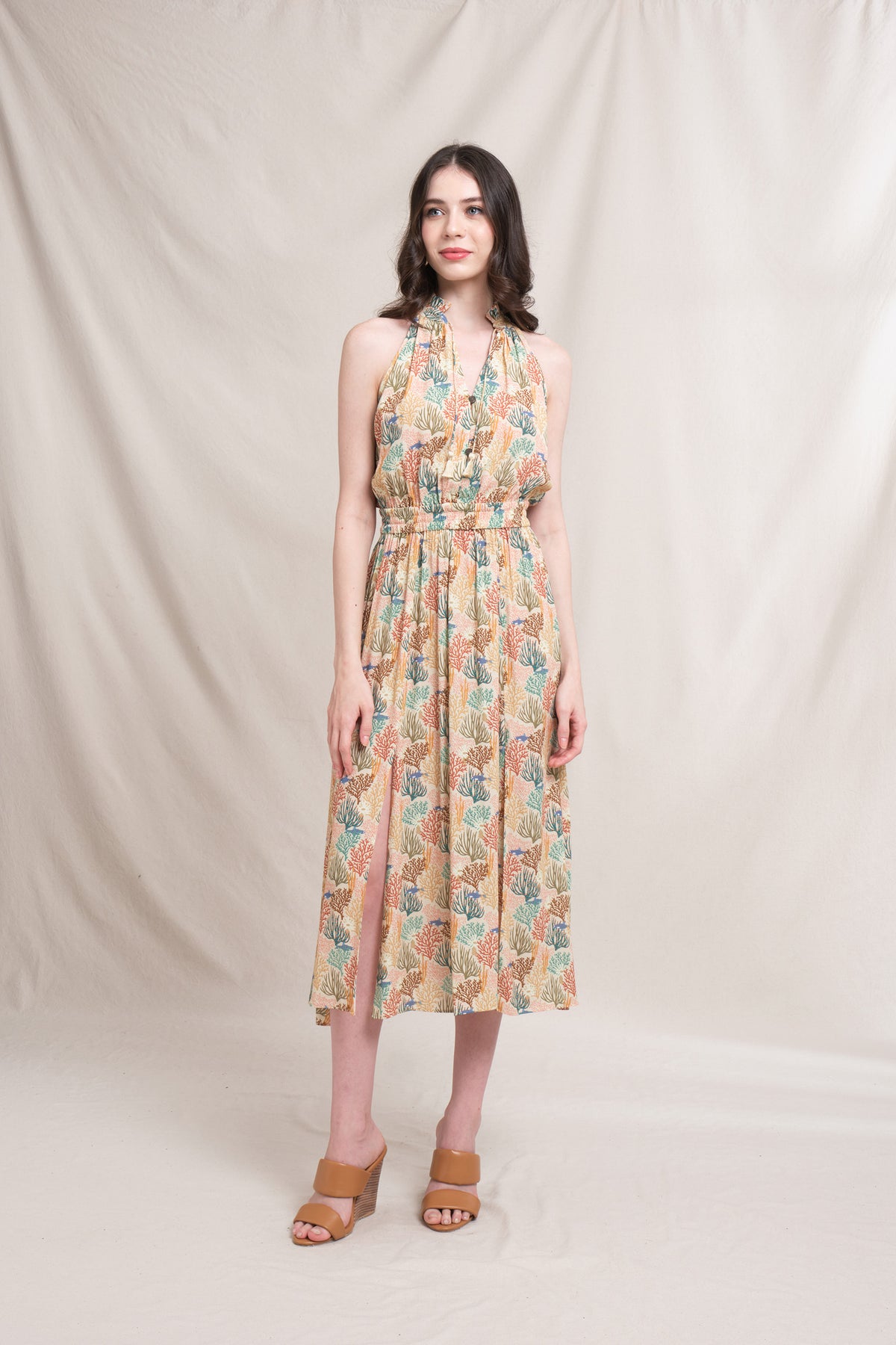 IRIS Dress in Beige Coral