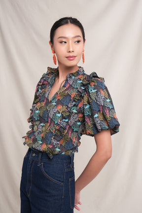 IZA Top in Black Coral