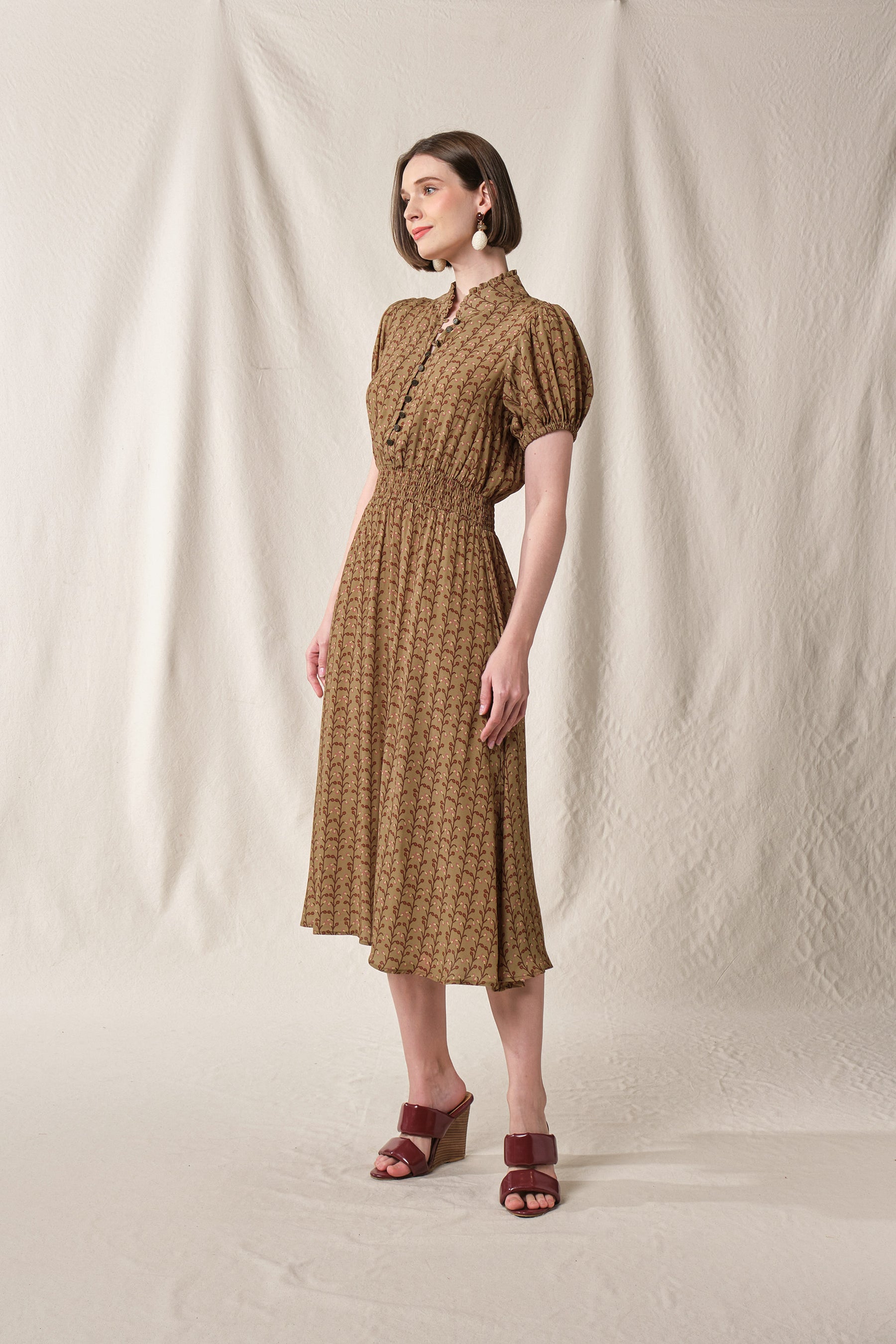 JESS Dress in Khaki Tebu