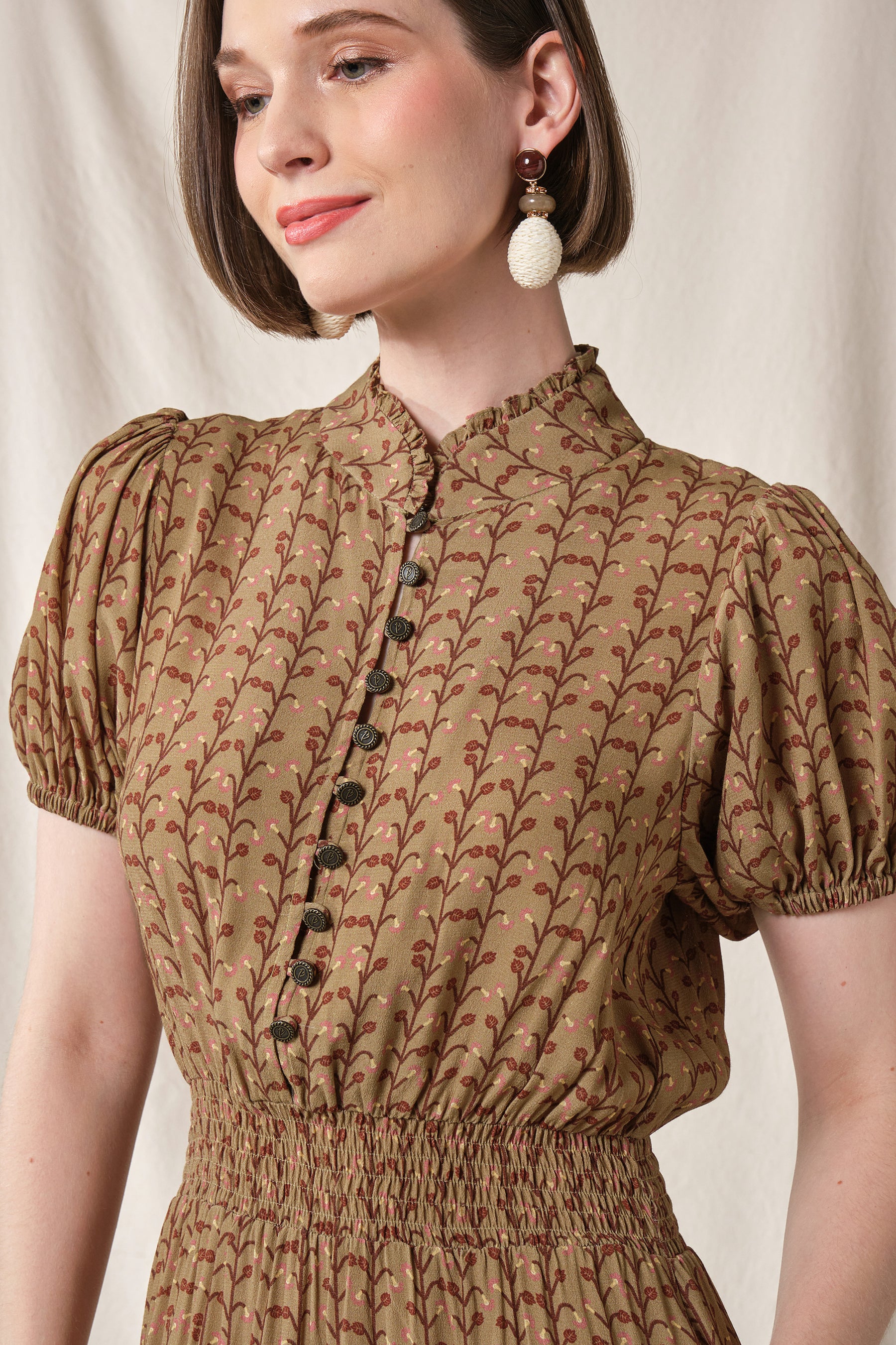 JESS Dress in Khaki Tebu